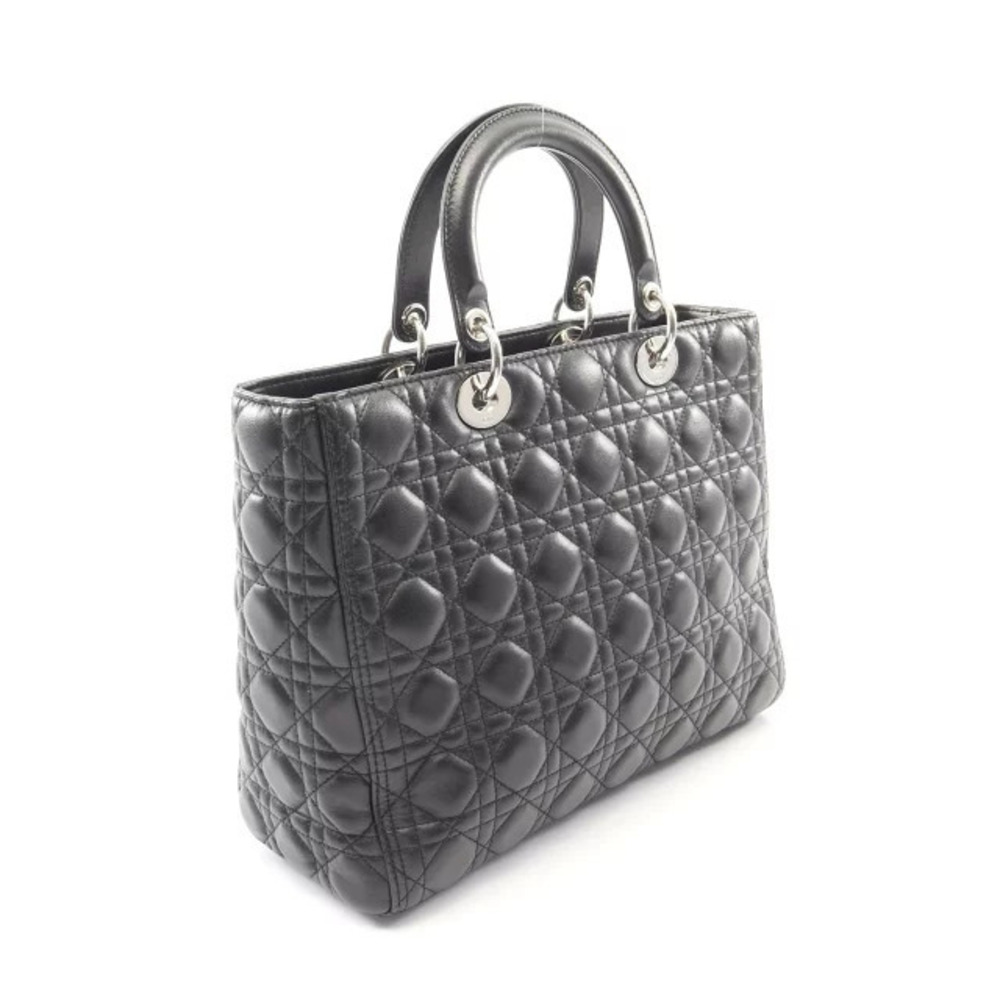 Dior Lady Cannage Handbag Bag Leather Black